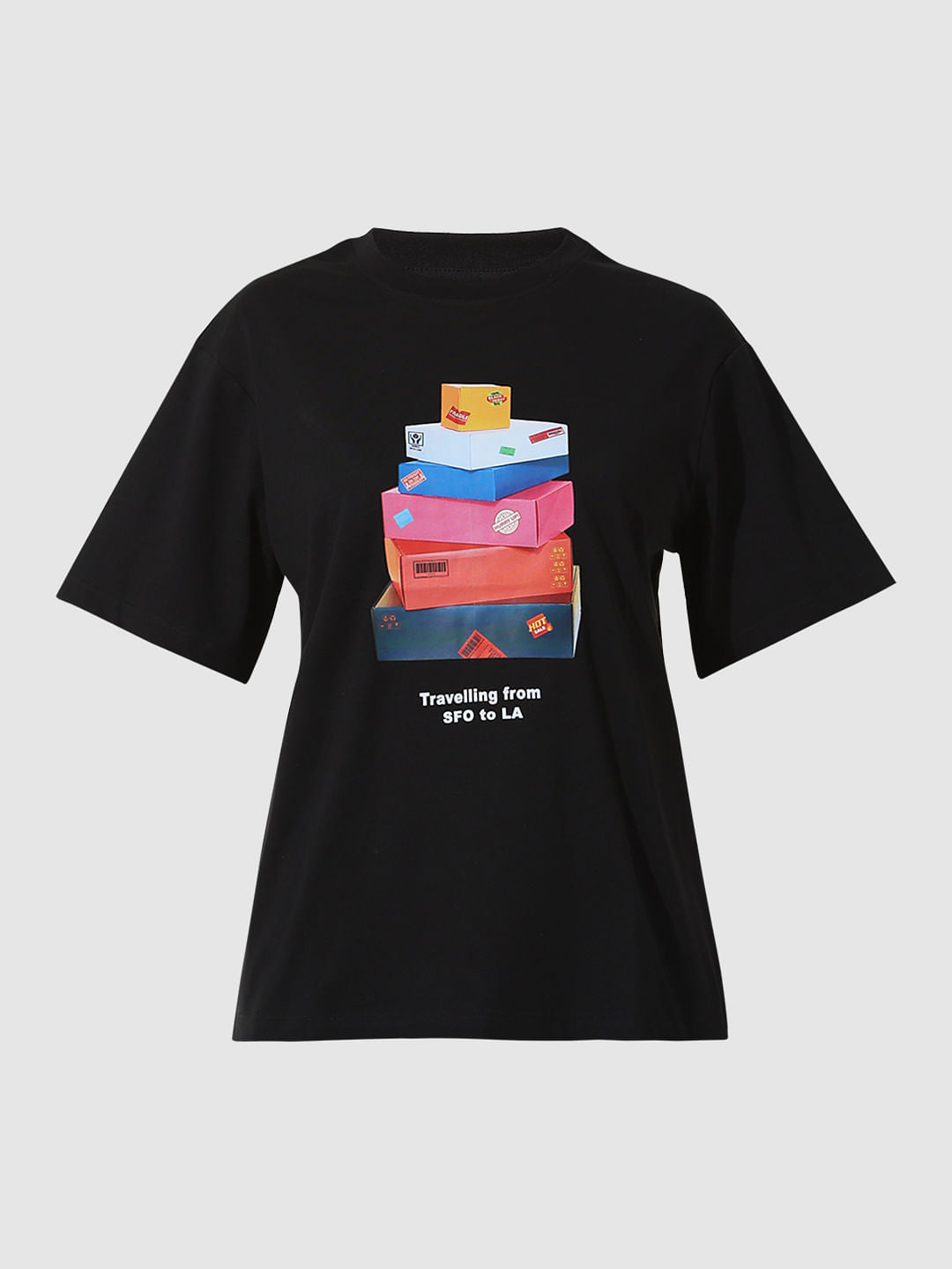 Black Printed Oversized T-Shirt