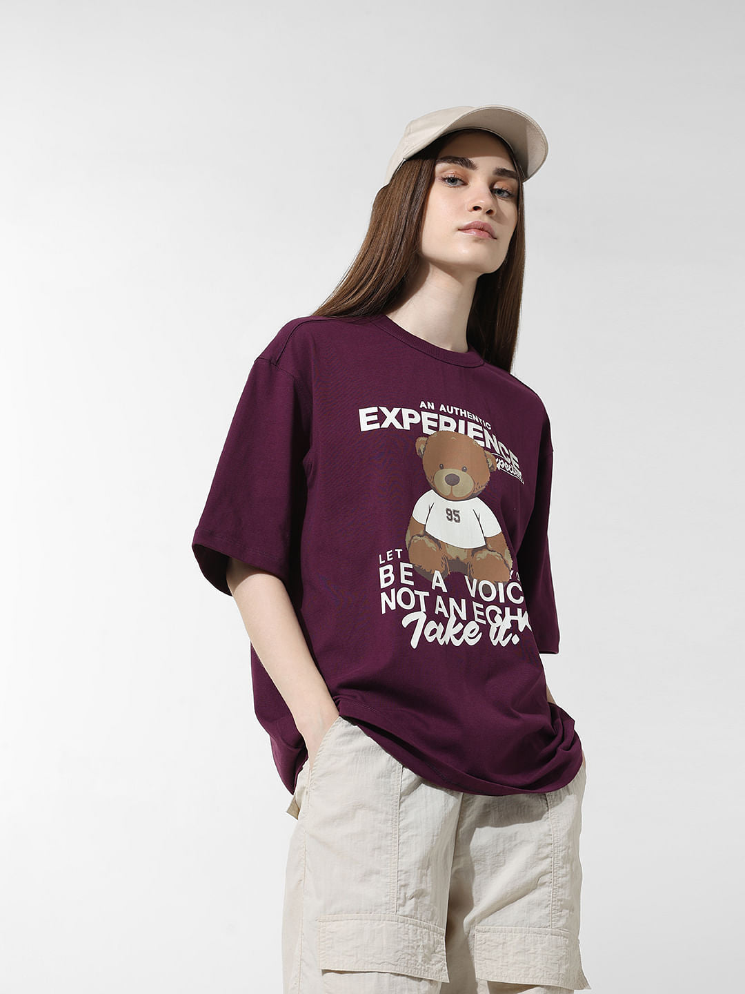 Purple Printed Oversized T-Shirt