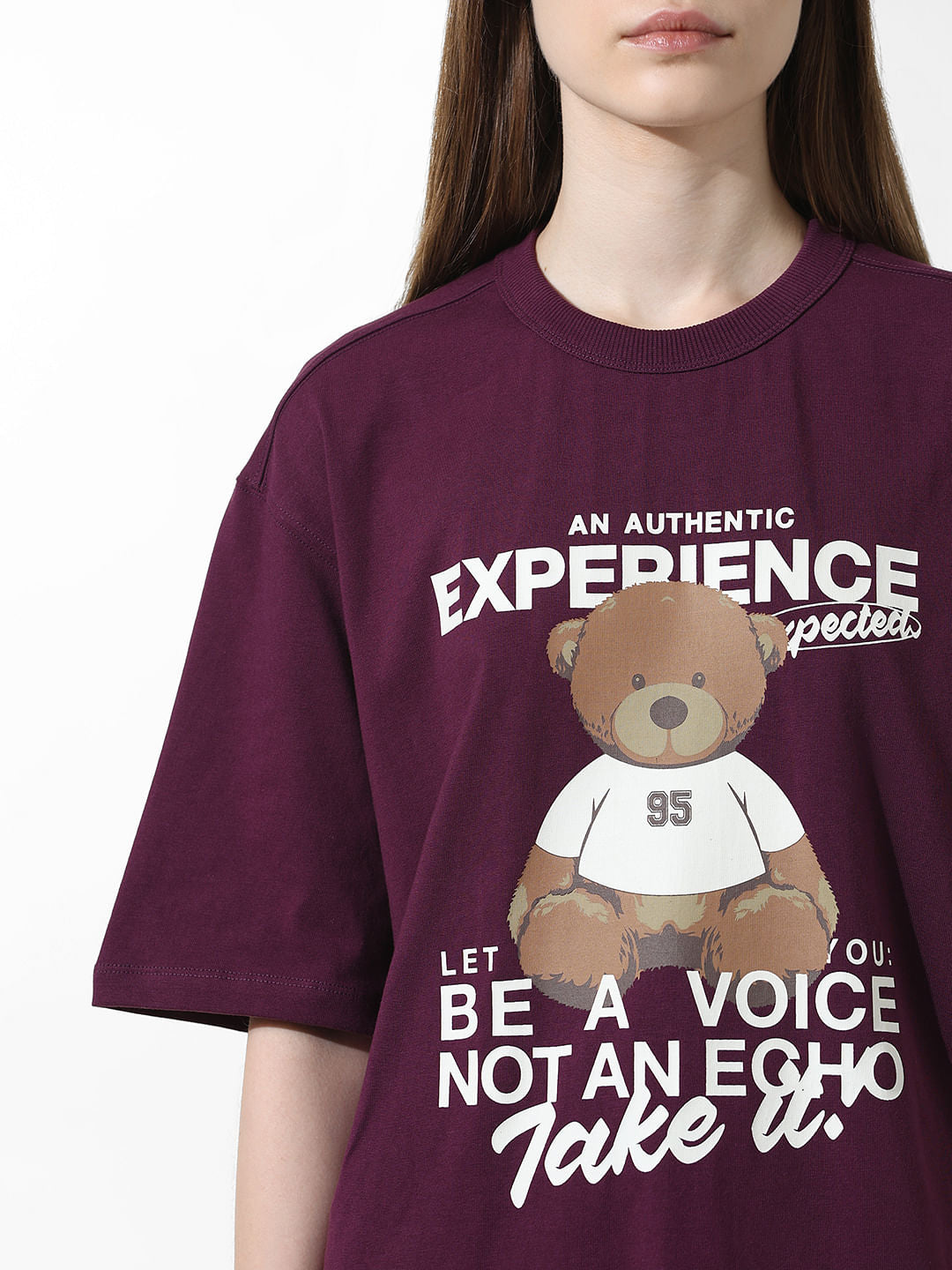 Purple Printed Oversized T-Shirt