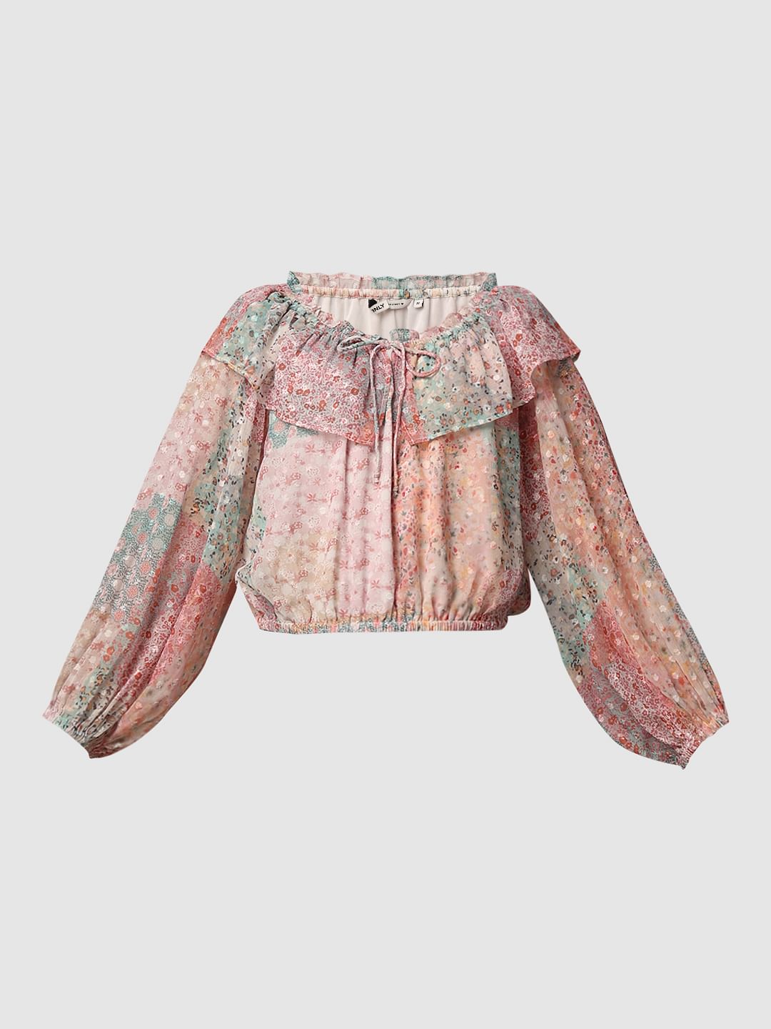 Pink Printed Off-Shoulder Top