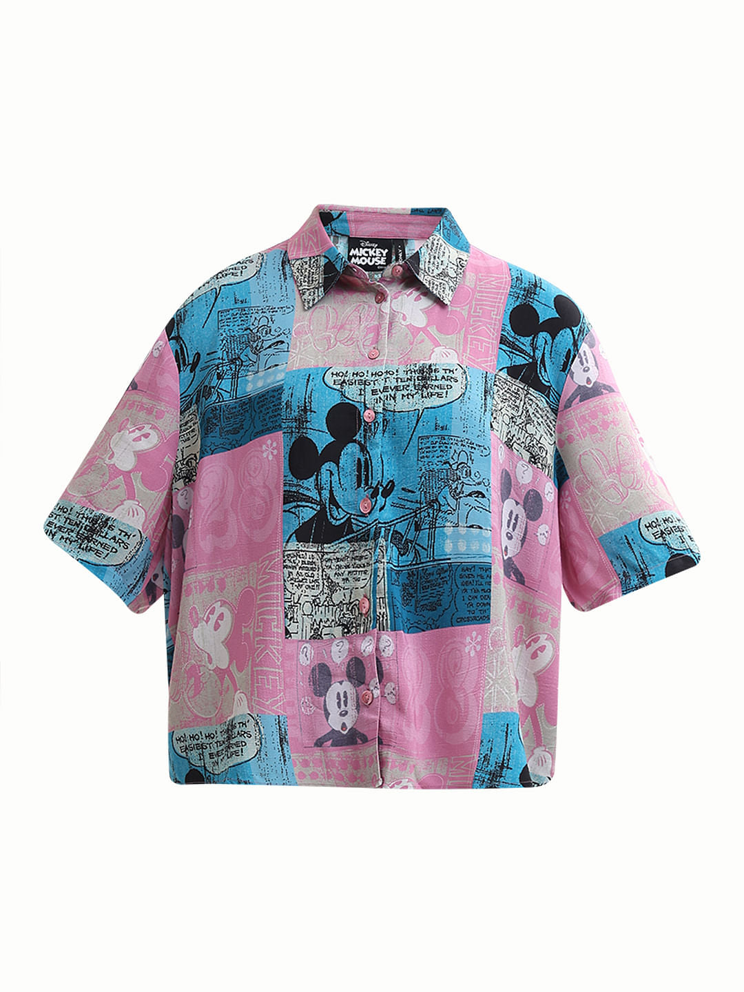 Mickey Pink Printed Loose Fit Shirt
