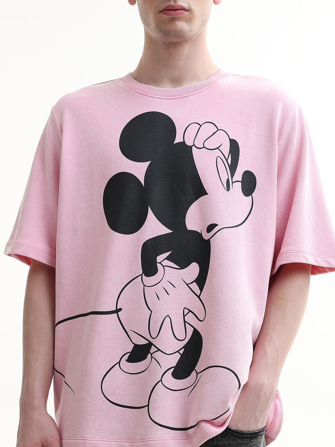 Mickey Pink Printed Unisex Oversized T-Shirt