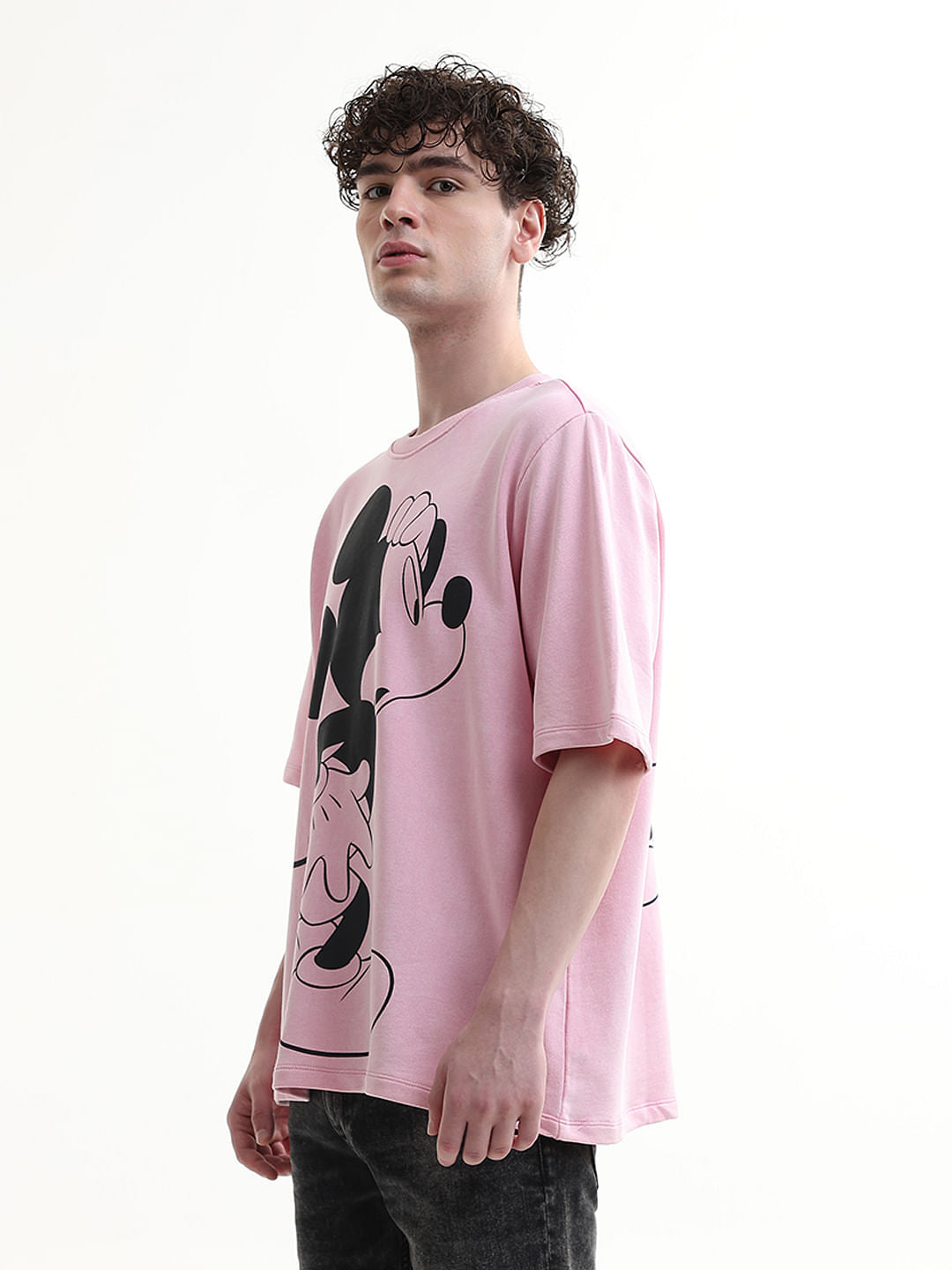 Mickey Pink Printed Unisex Oversized T-Shirt