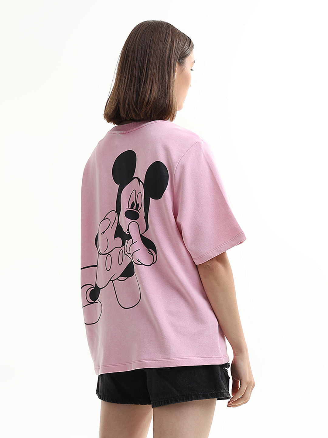 Mickey Pink Printed Unisex Oversized T-Shirt