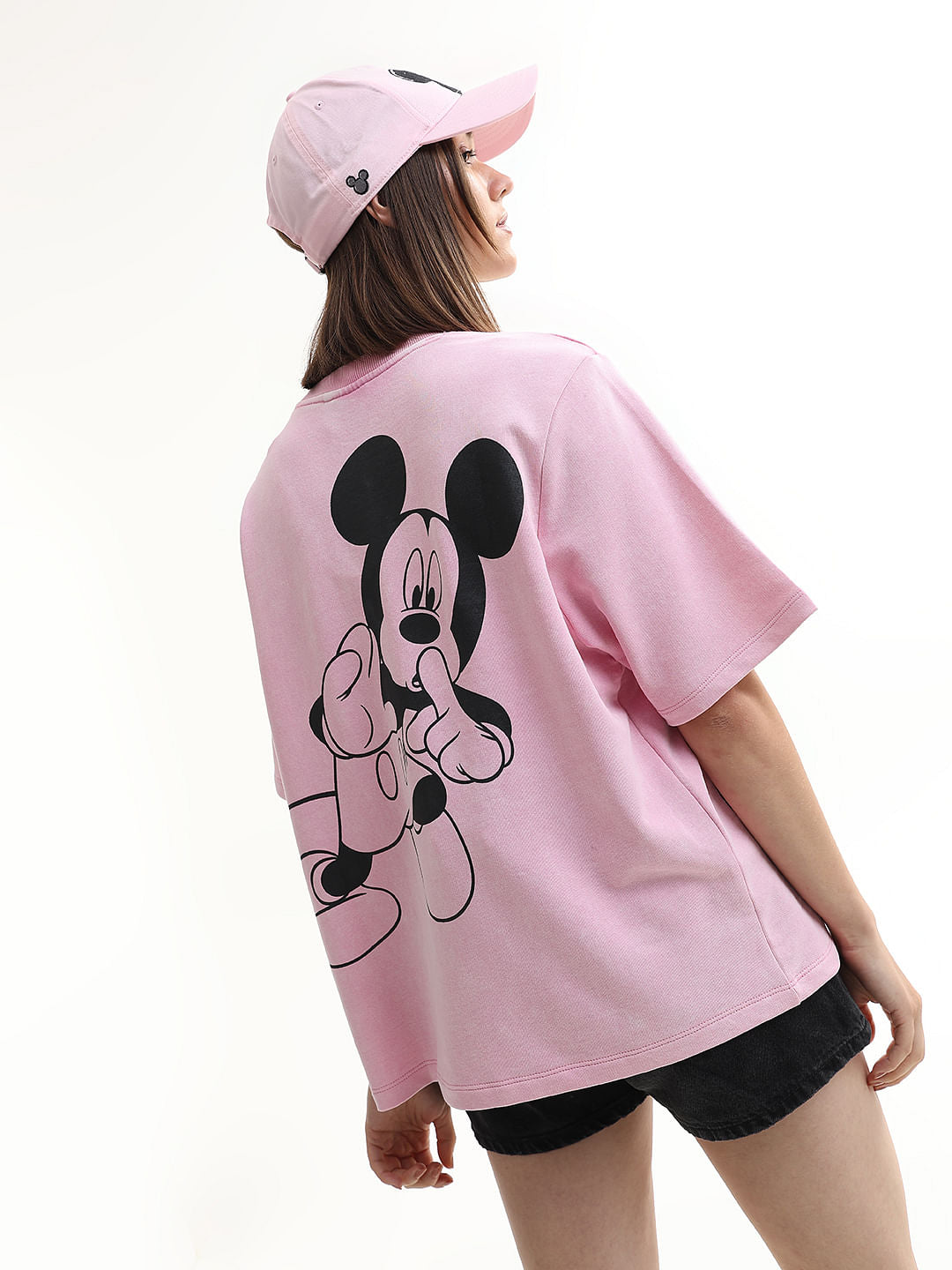 Mickey Pink Printed Unisex Oversized T-Shirt