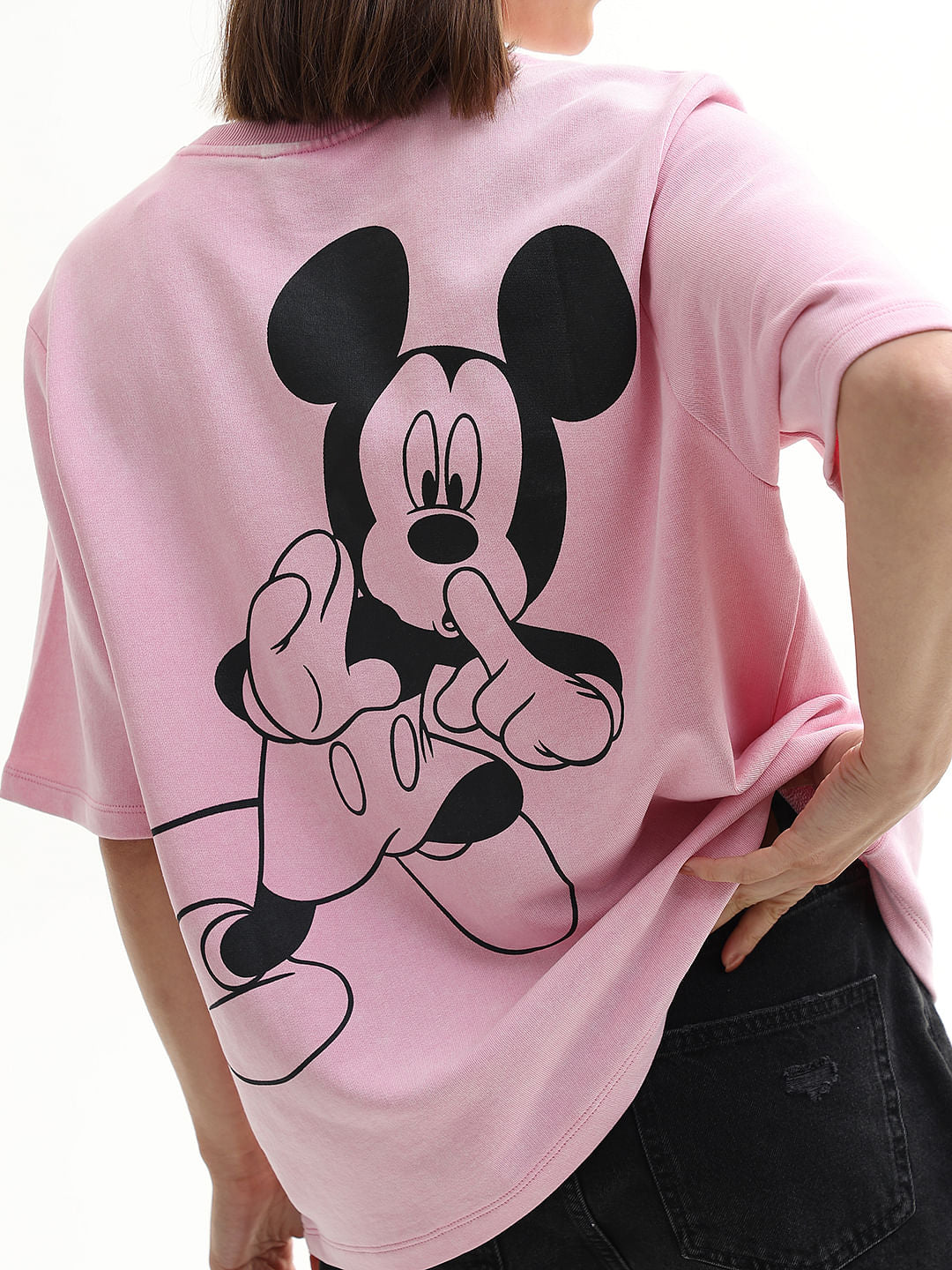 Mickey Pink Printed Unisex Oversized T-Shirt
