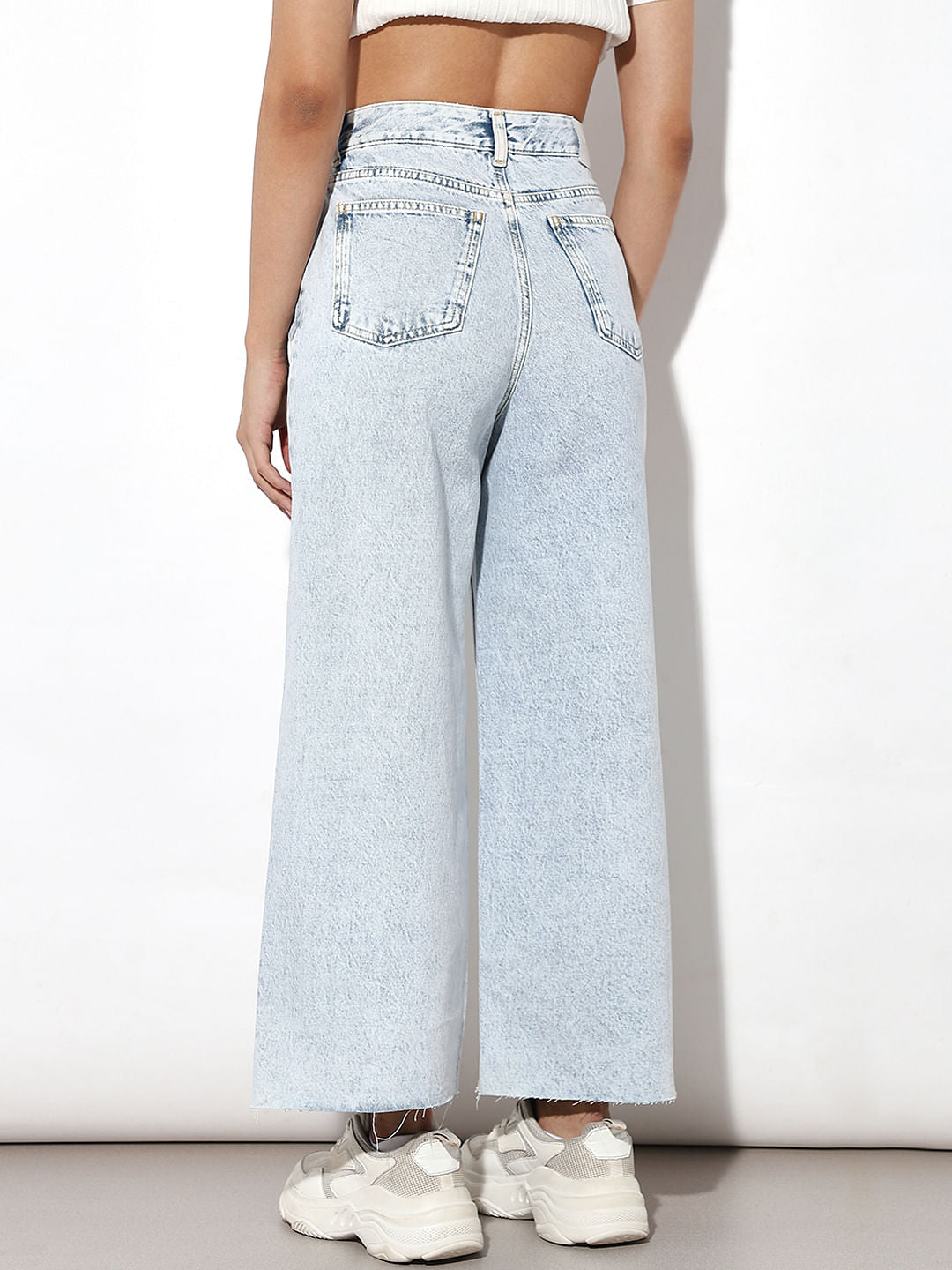 Light Blue High Rise Wide Leg Jeans