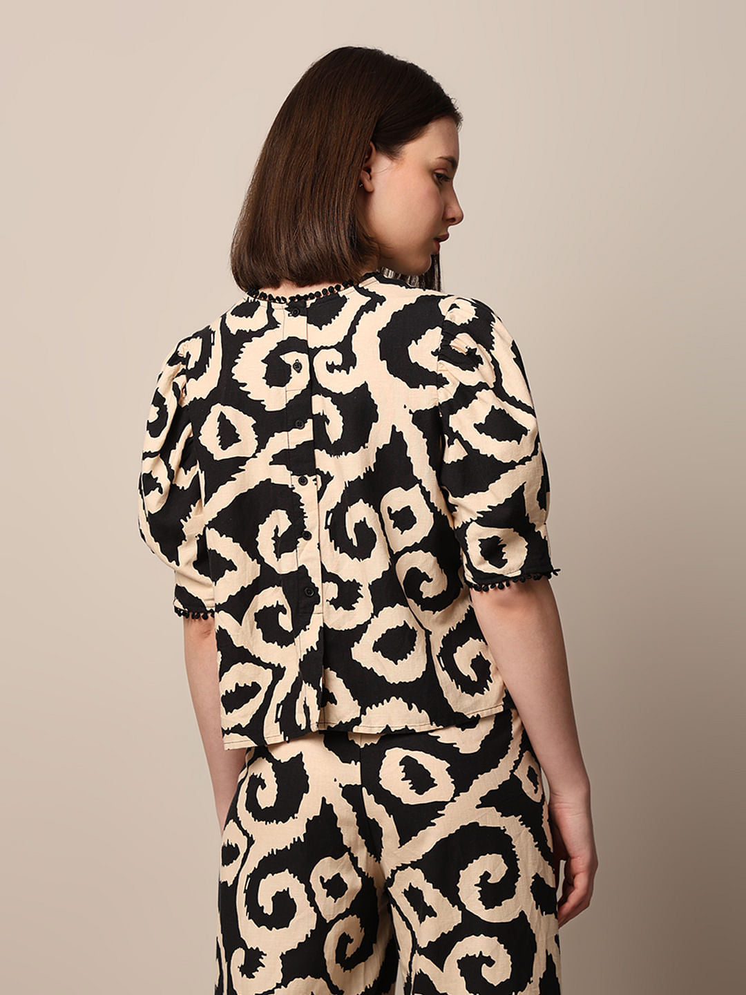 Beige Printed Co-Ord Set Top