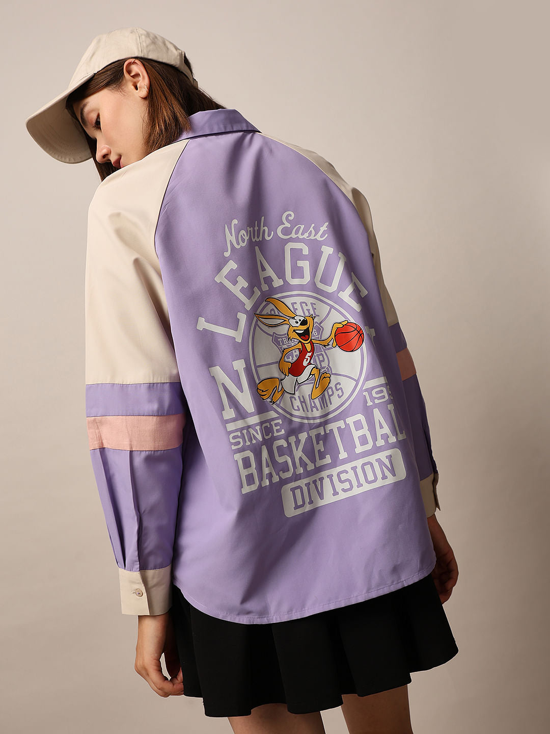 Purple Varsity Colourblocked Shirt
