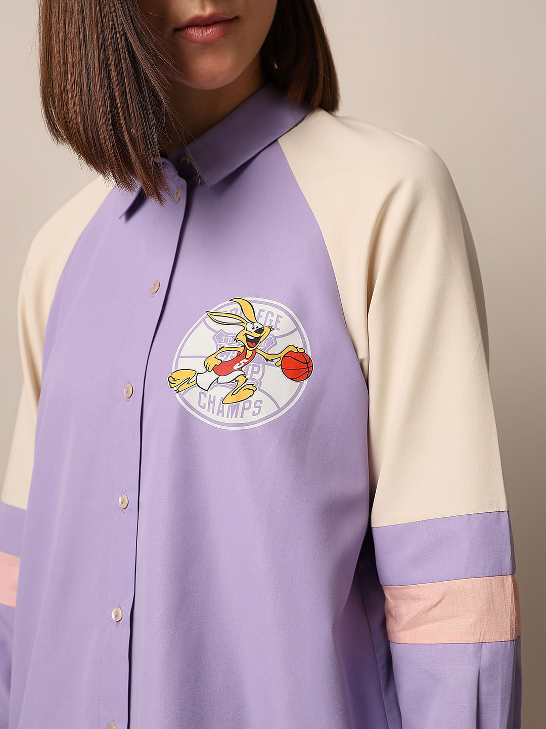 Purple Varsity Colourblocked Shirt