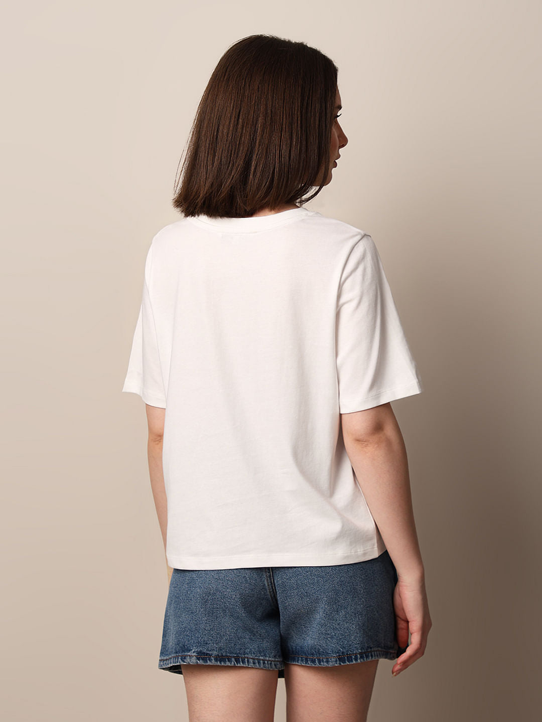 White Appliqu   Print T-Shirt