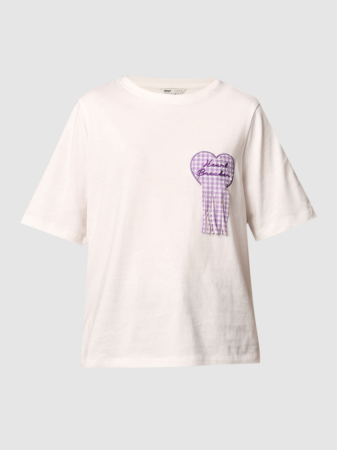 White Appliqu   Print T-Shirt