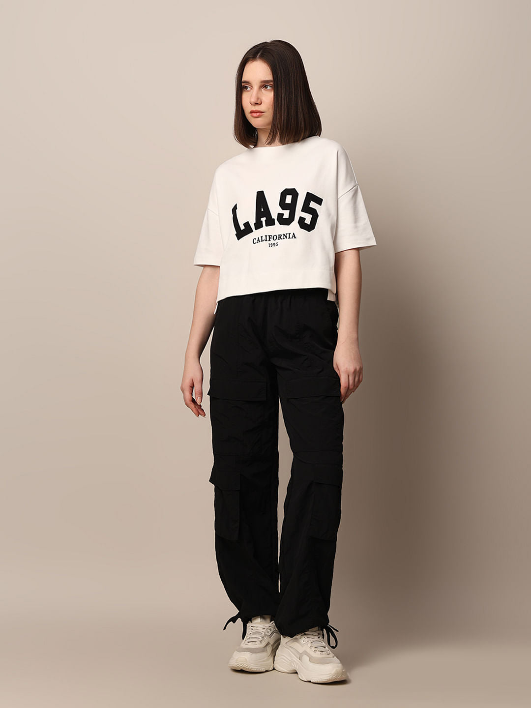 White Appliqu   Text Boxy Fit T-Shirt