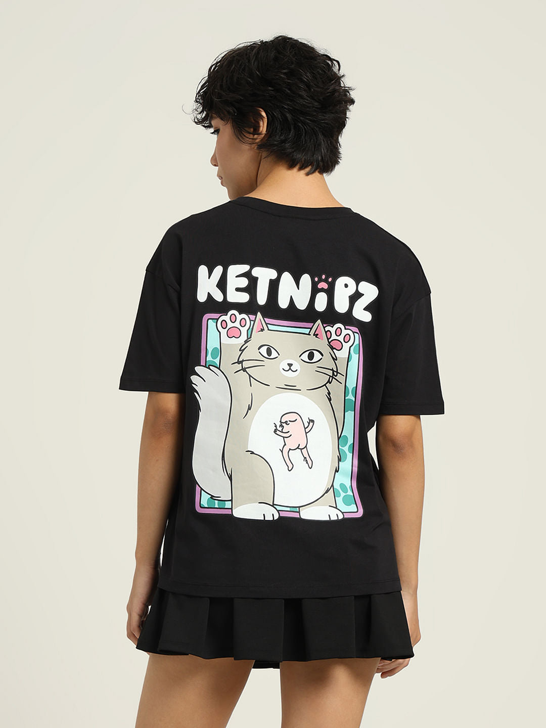 Ketnipz Black Printed T-Shirt
