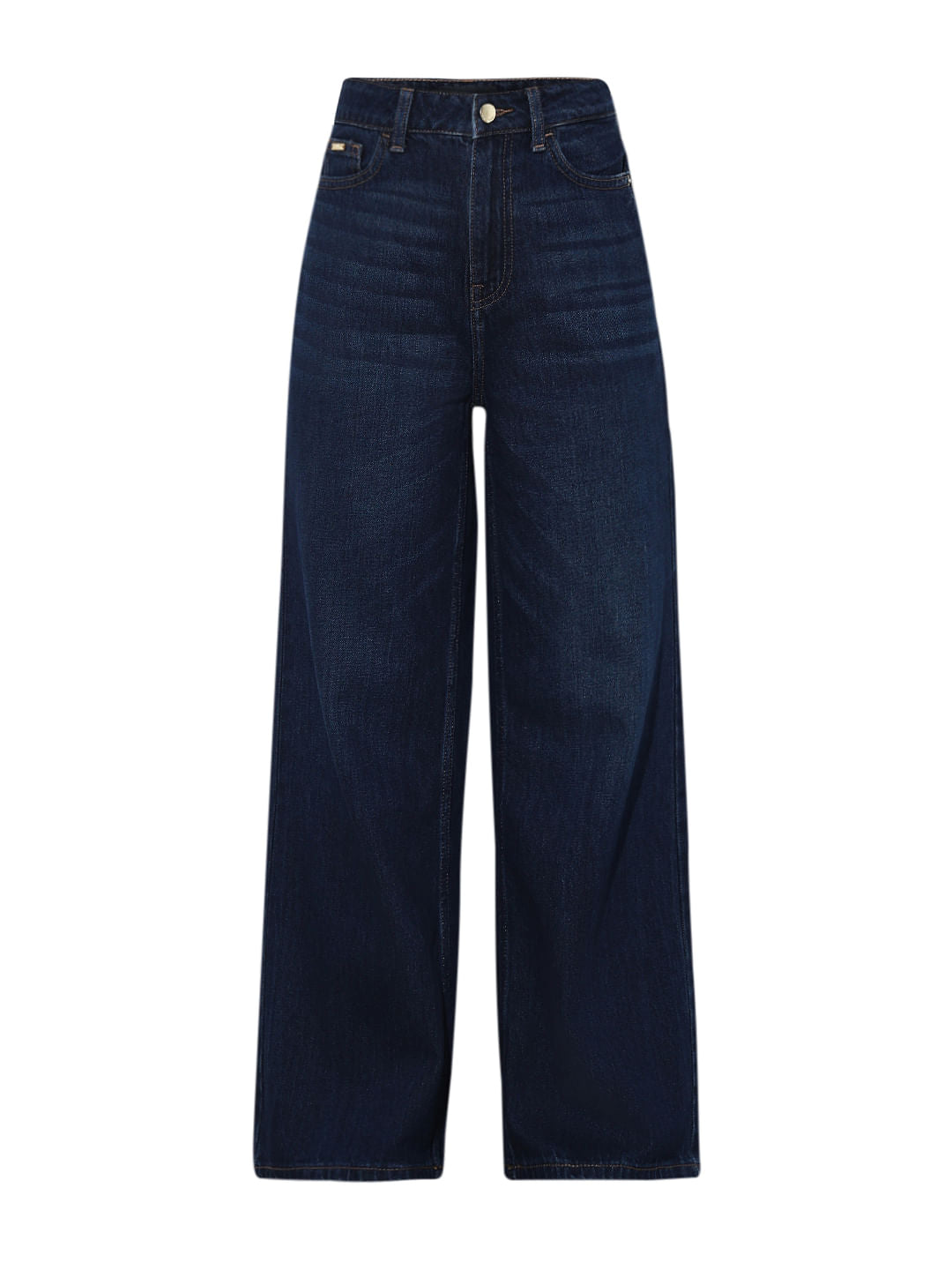 Dark Blue High Rise Wide Leg Jeans