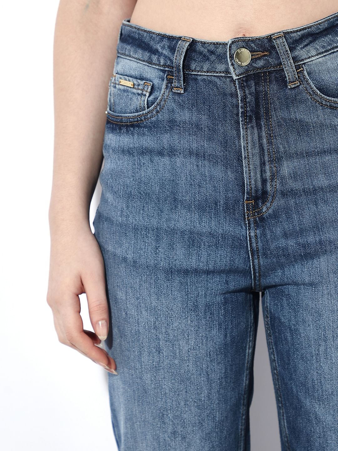 Blue High Rise Straight Fit Jeans