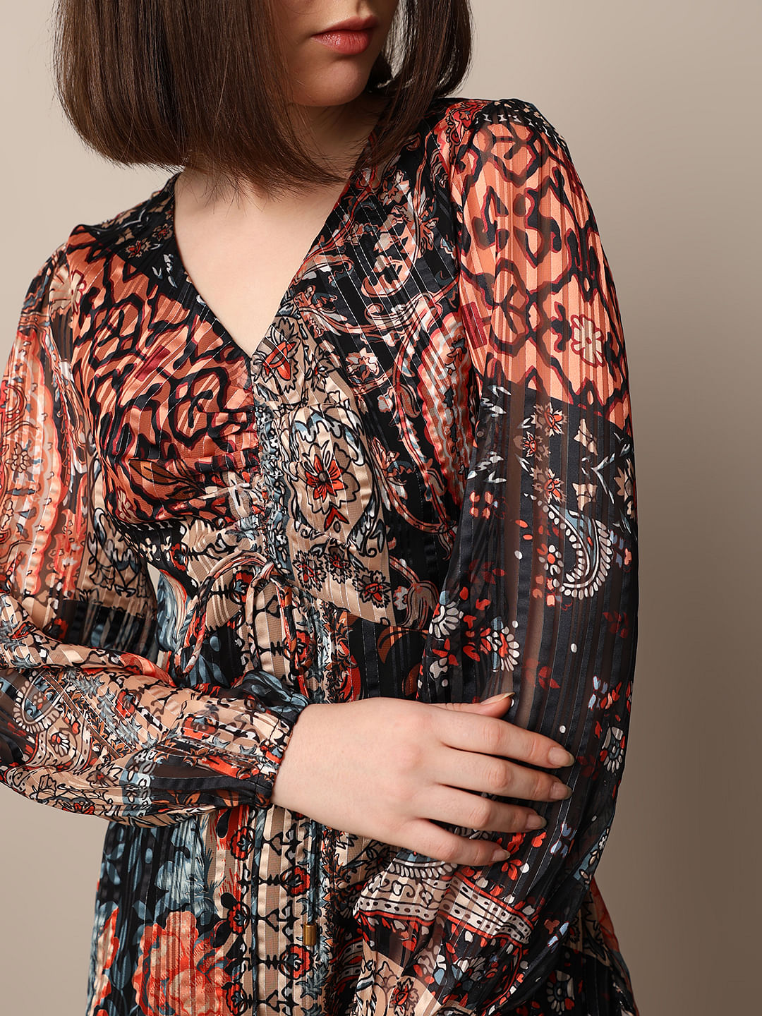 Multi-Colour Printed Mini Dress