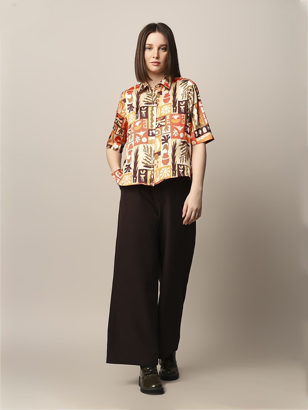 Orange Printed Shirt