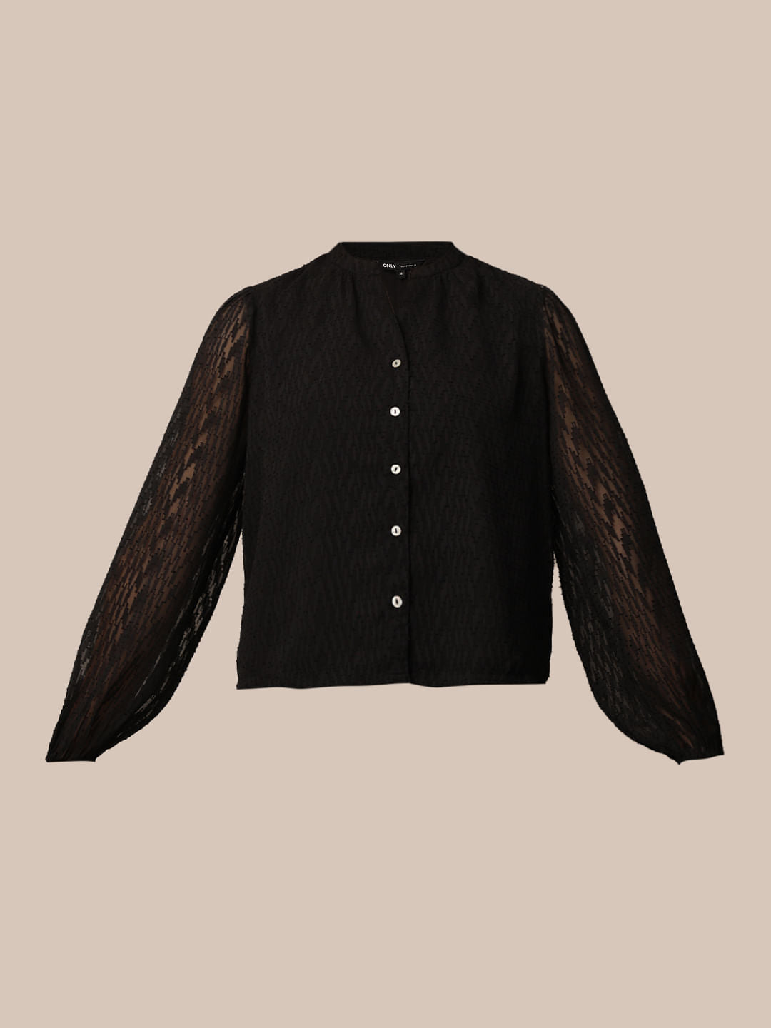 Black Textured V-Neck Top