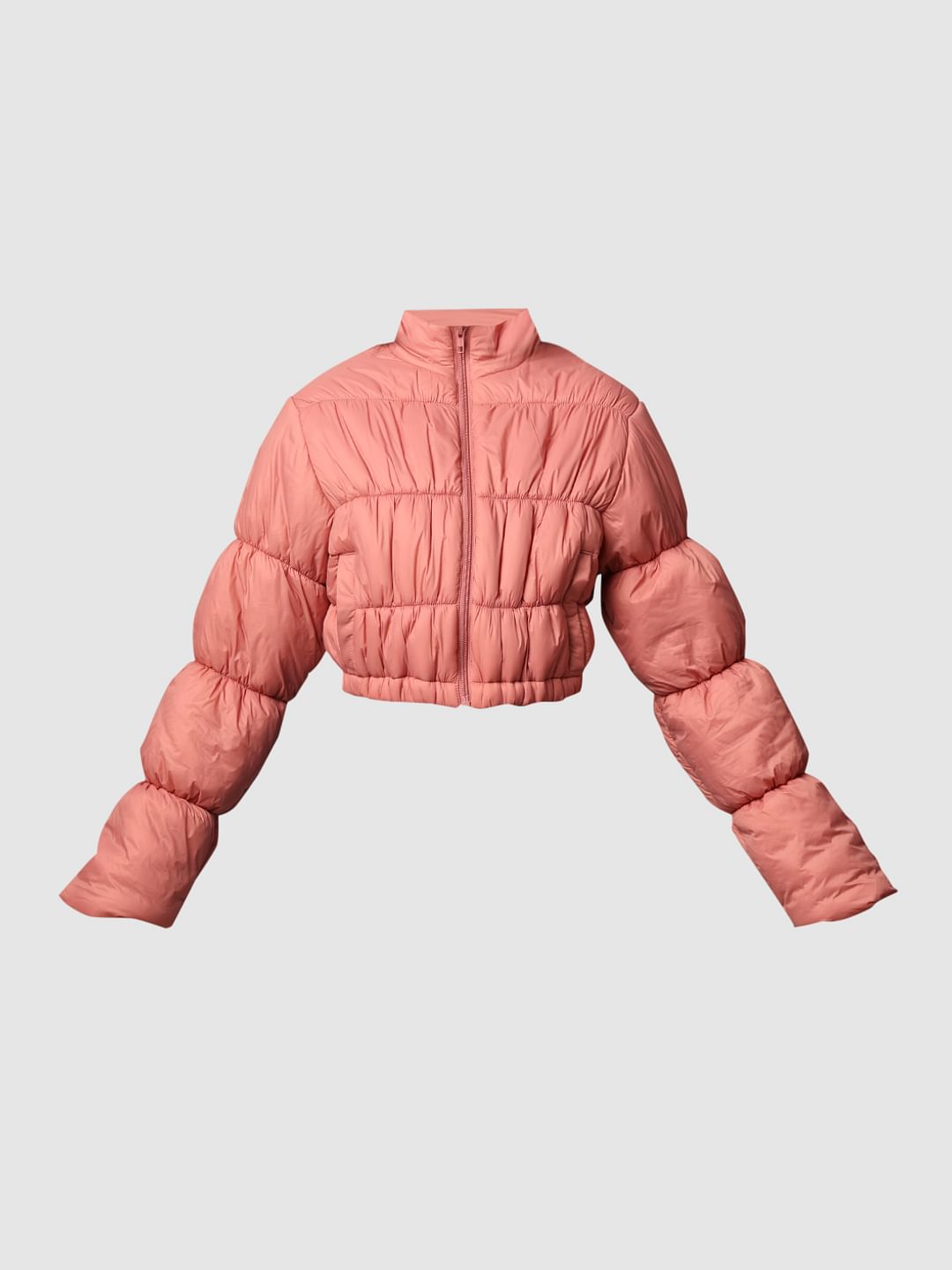 Pink Cropped Puffer Jacket
