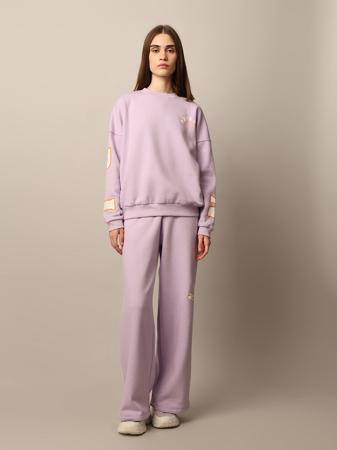 Purple Printed Sweatshirt & Sweatpants Set
