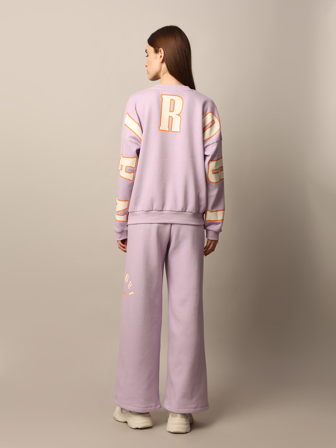 Purple Printed Sweatshirt & Sweatpants Set