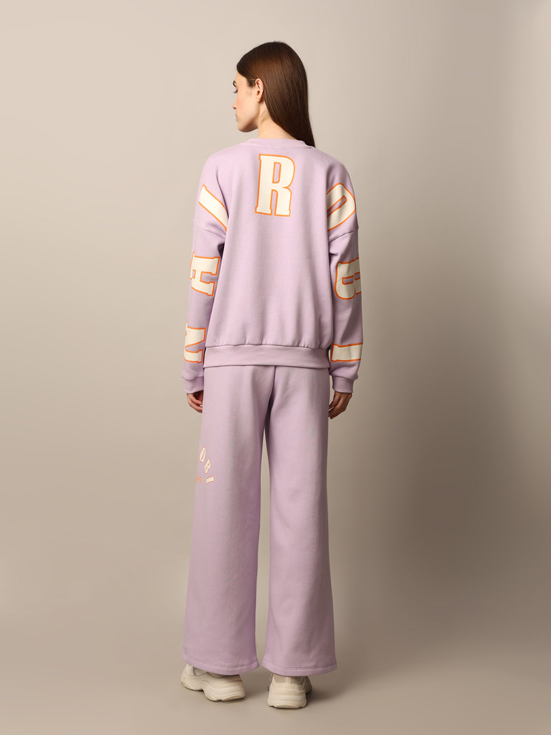 Purple Printed Sweatshirt & Sweatpants Set