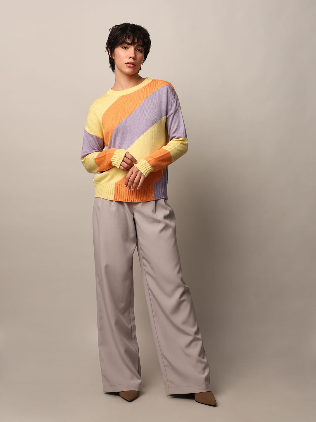 Yellow Colourblocked Pullover