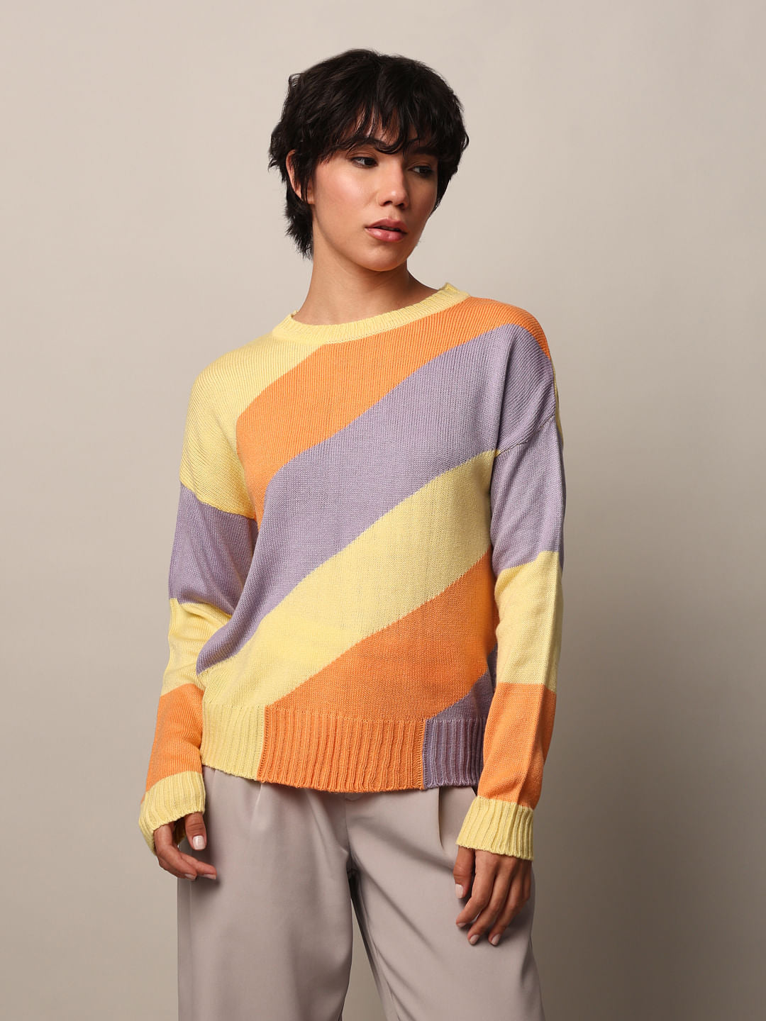 Yellow Colourblocked Pullover