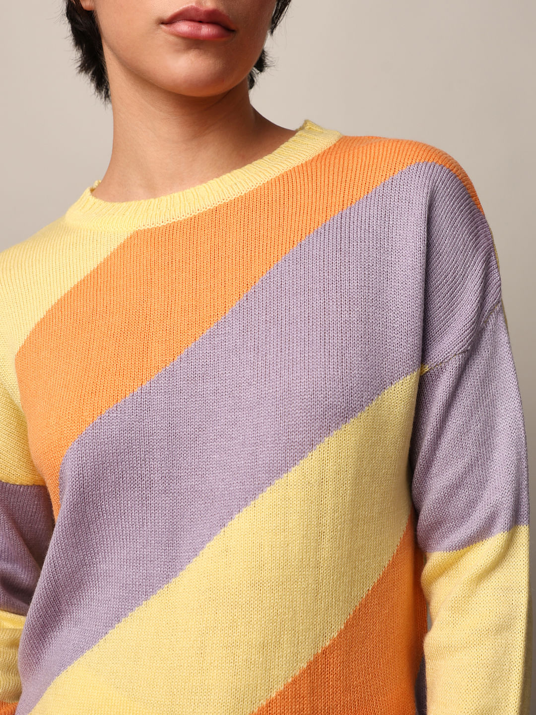 Yellow Colourblocked Pullover
