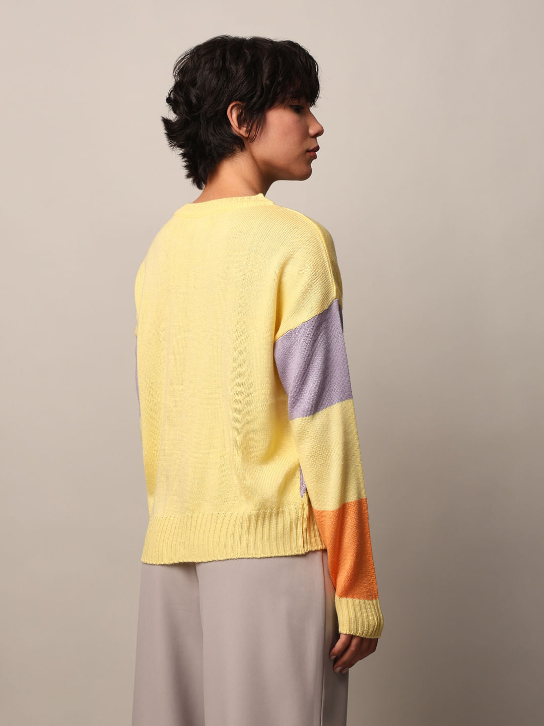 Yellow Colourblocked Pullover
