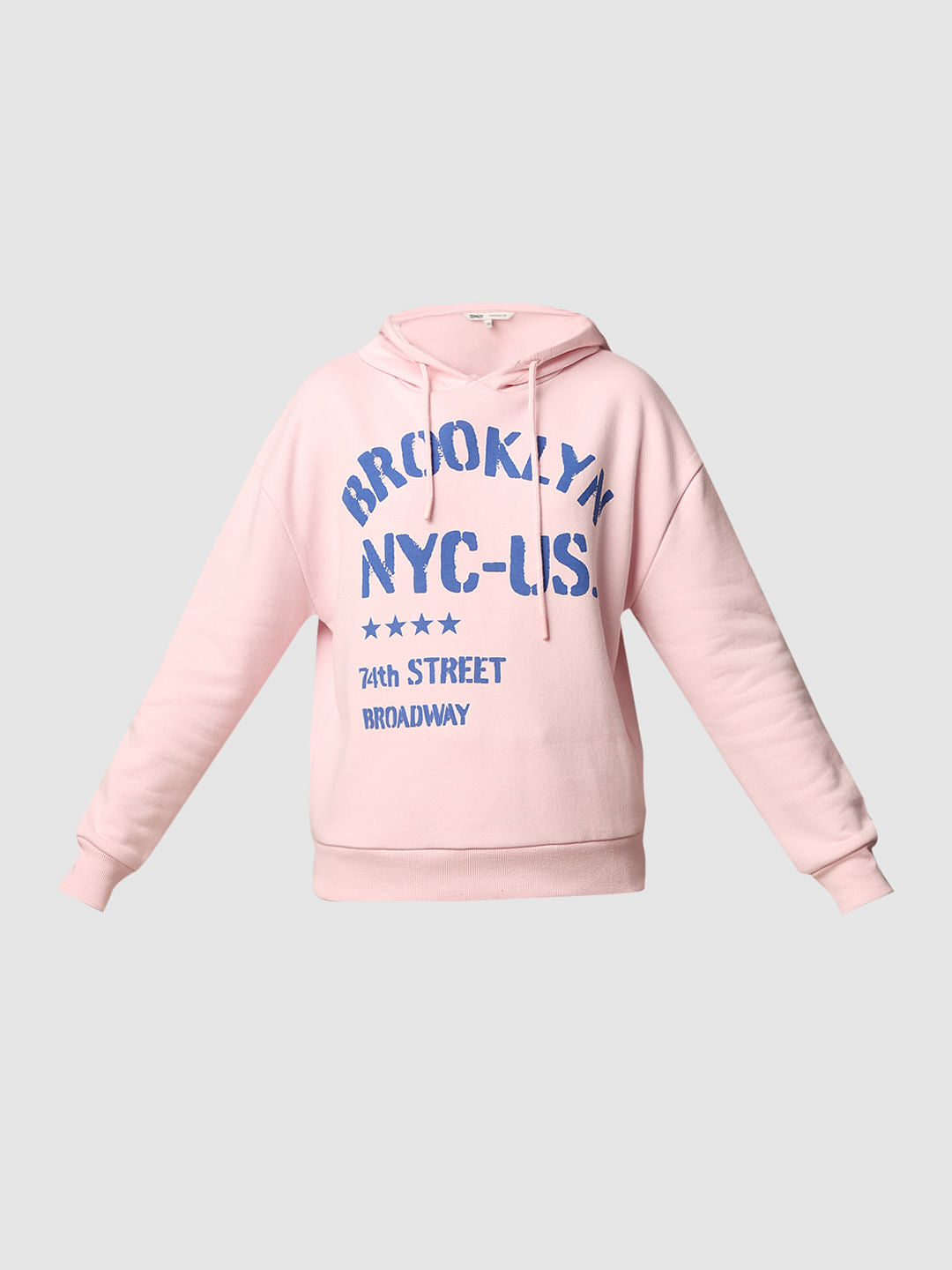 Pink Printed Hooded Sweatshirt