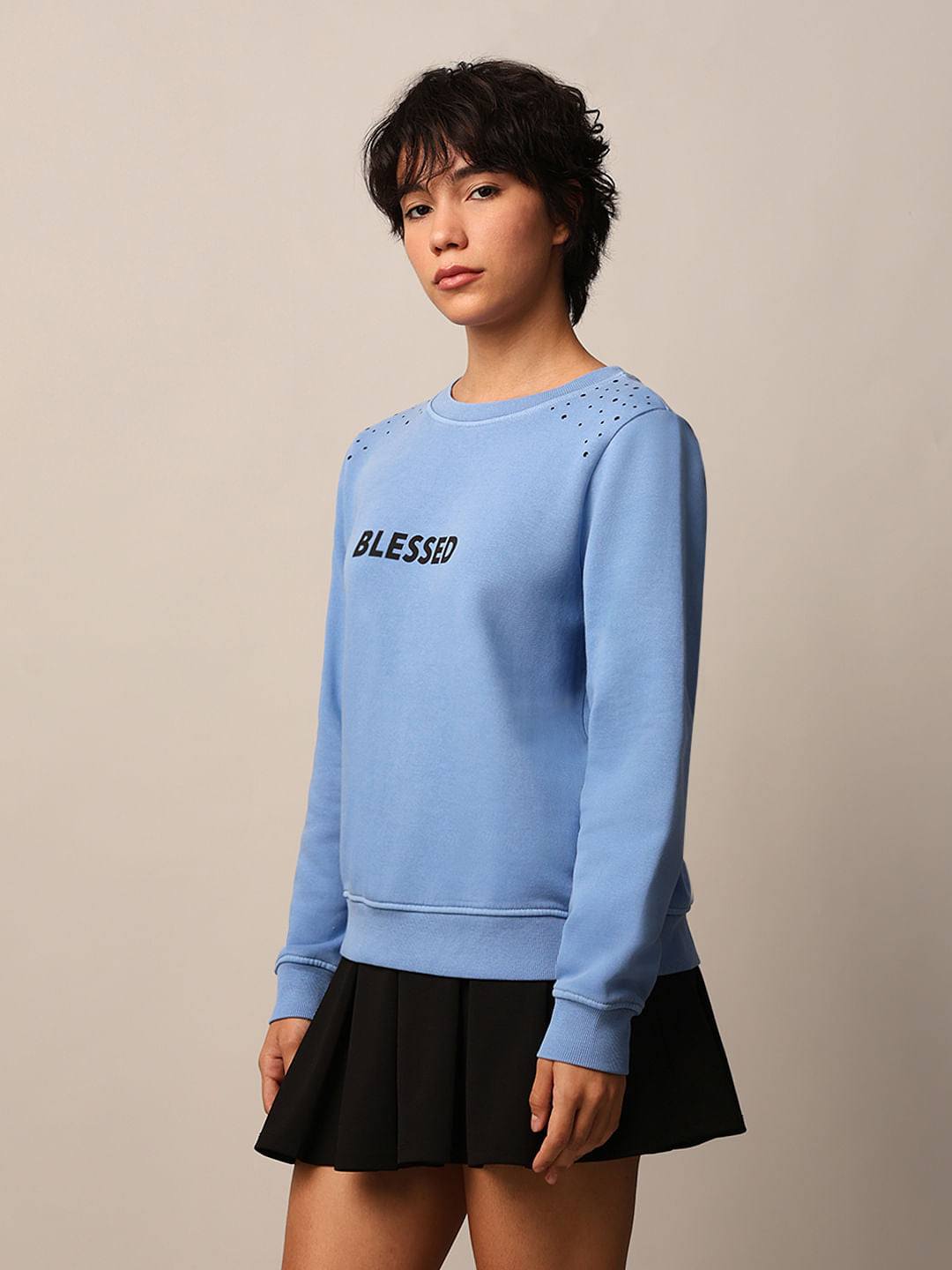 Blue Stud Detail Sweatshirt