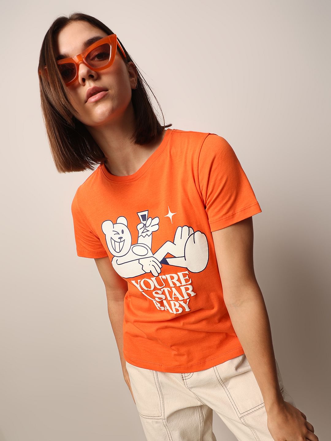 Red Printed Cotton T-Shirt