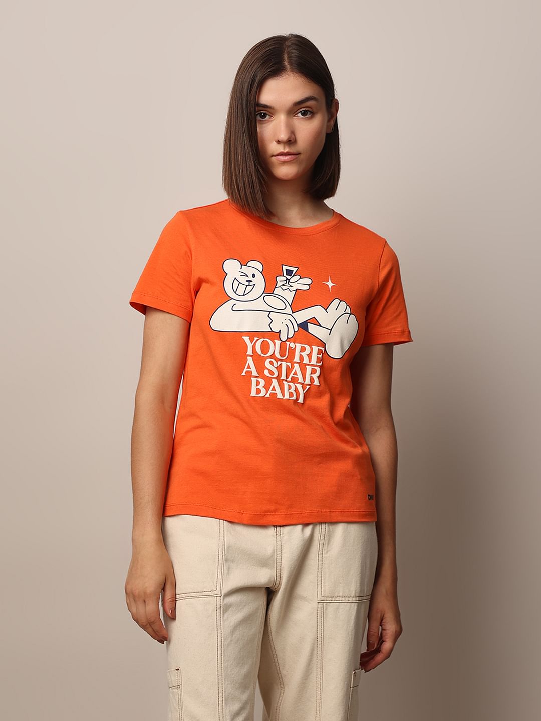 Red Printed Cotton T-Shirt