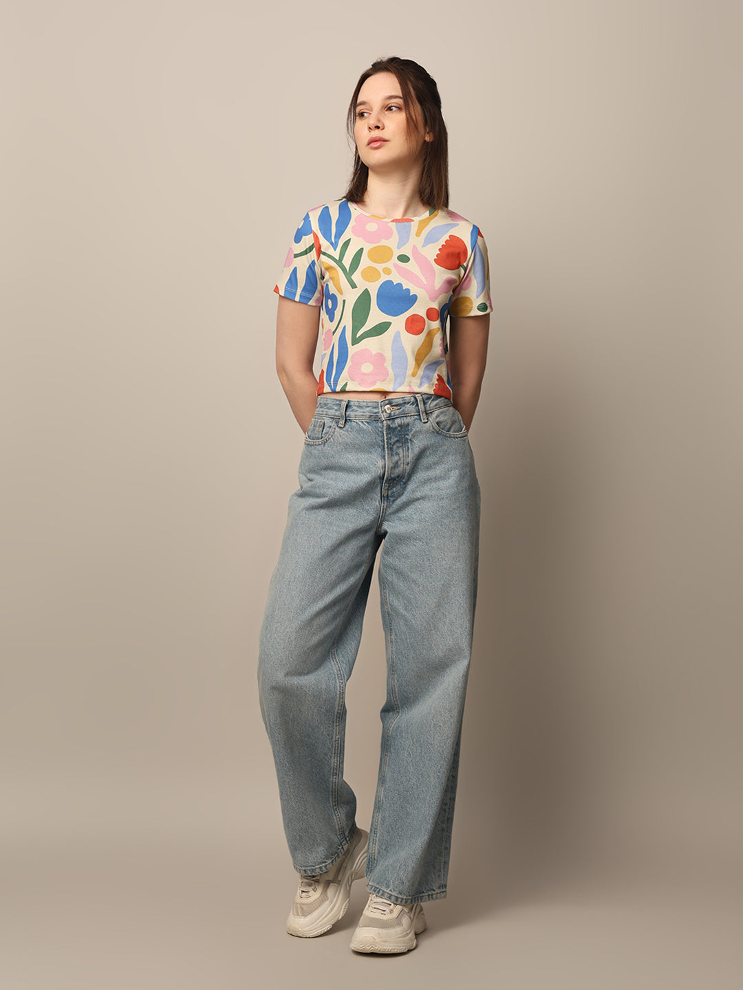 Abstract Floral Print T-Shirt