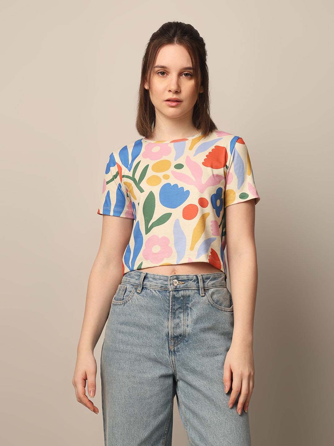 Abstract Floral Print T-Shirt