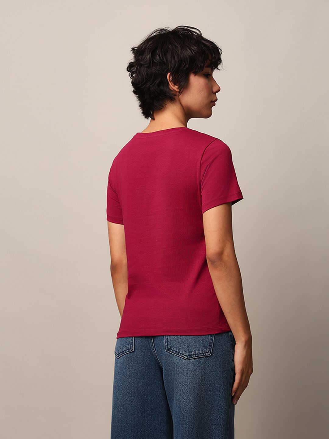 Maroon Floral Print T-Shirt