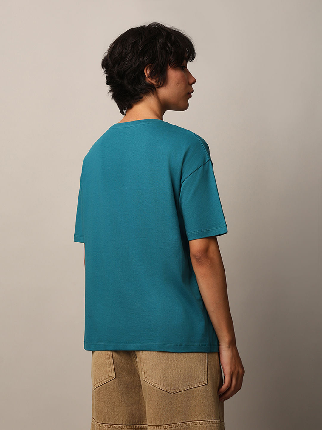 Teal Blue Printed T-Shirt