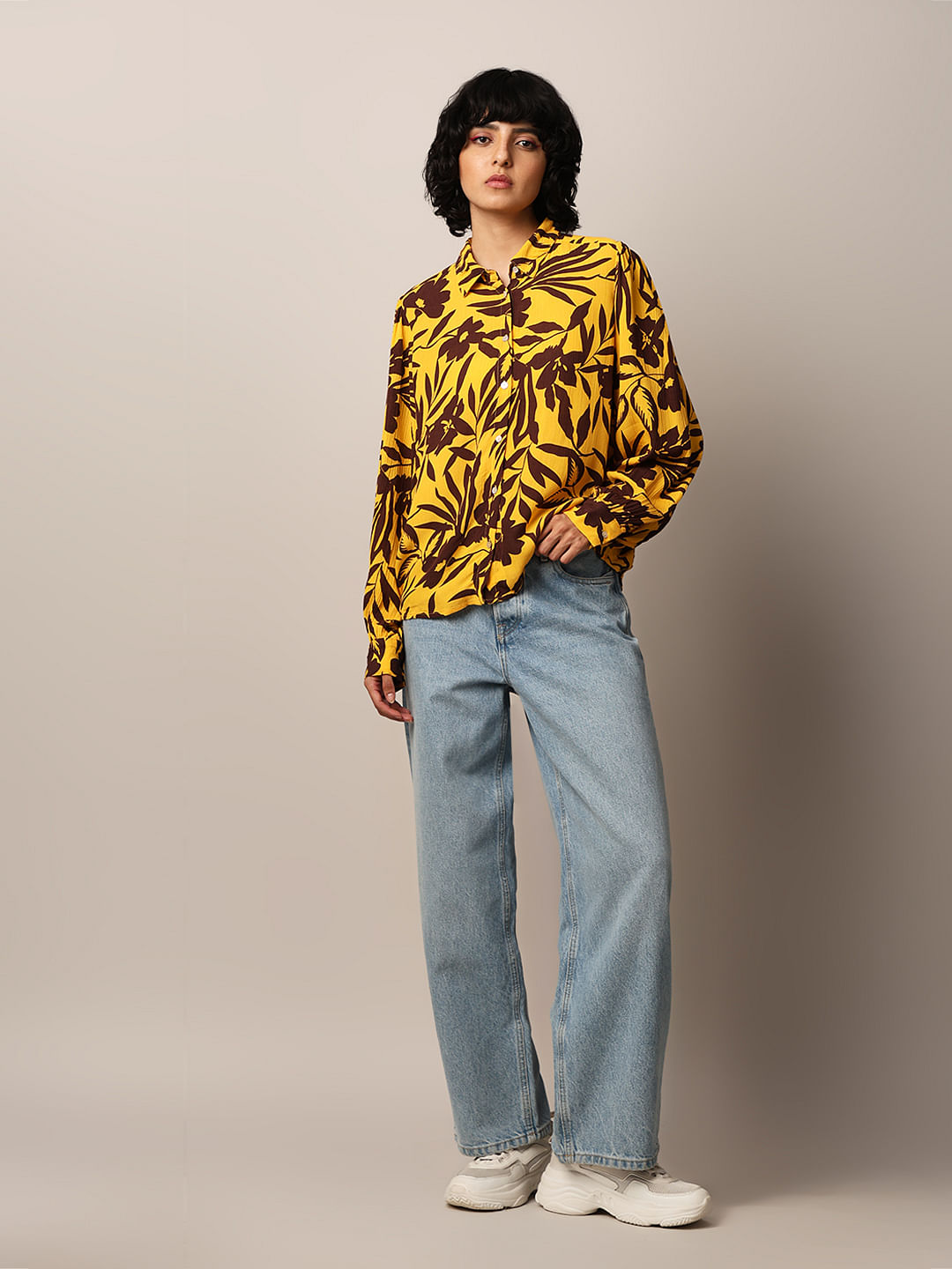 Yellow Floral Print Shirt