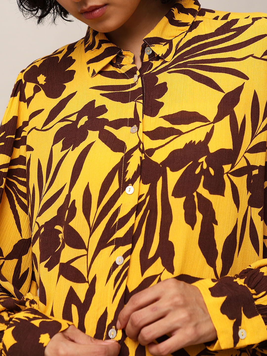 Yellow Floral Print Shirt