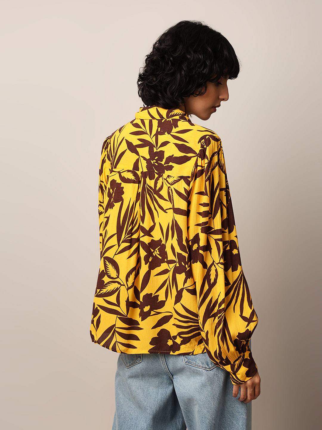 Yellow Floral Print Shirt