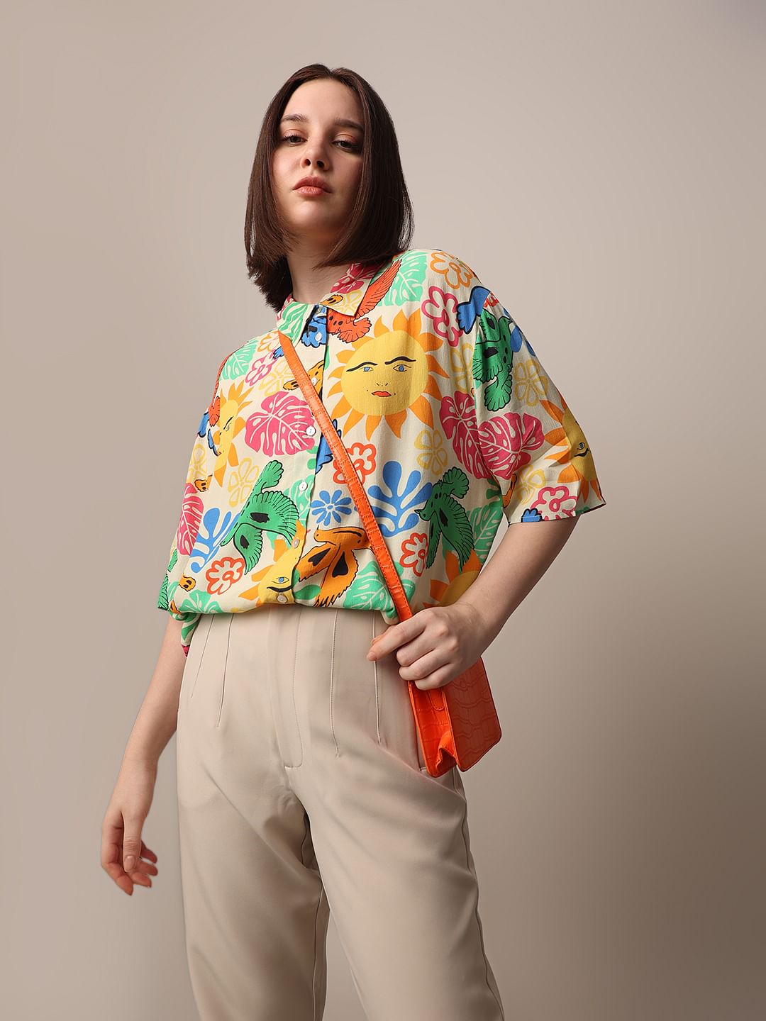 Multi-Colour Printed Viscose Shirt
