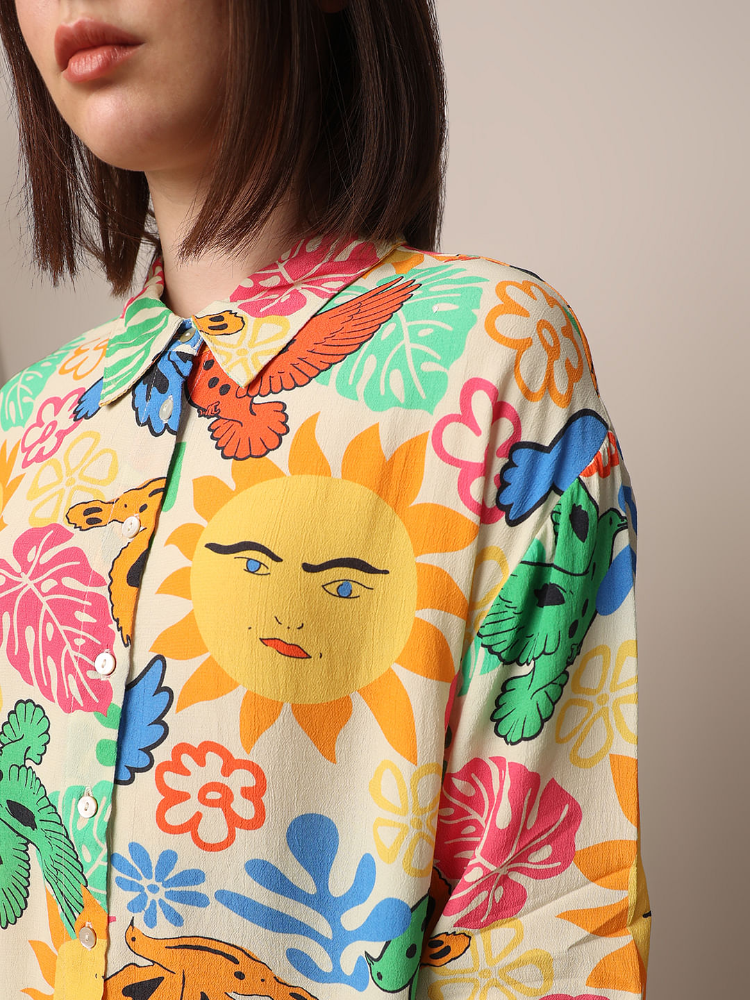 Multi-Colour Printed Viscose Shirt