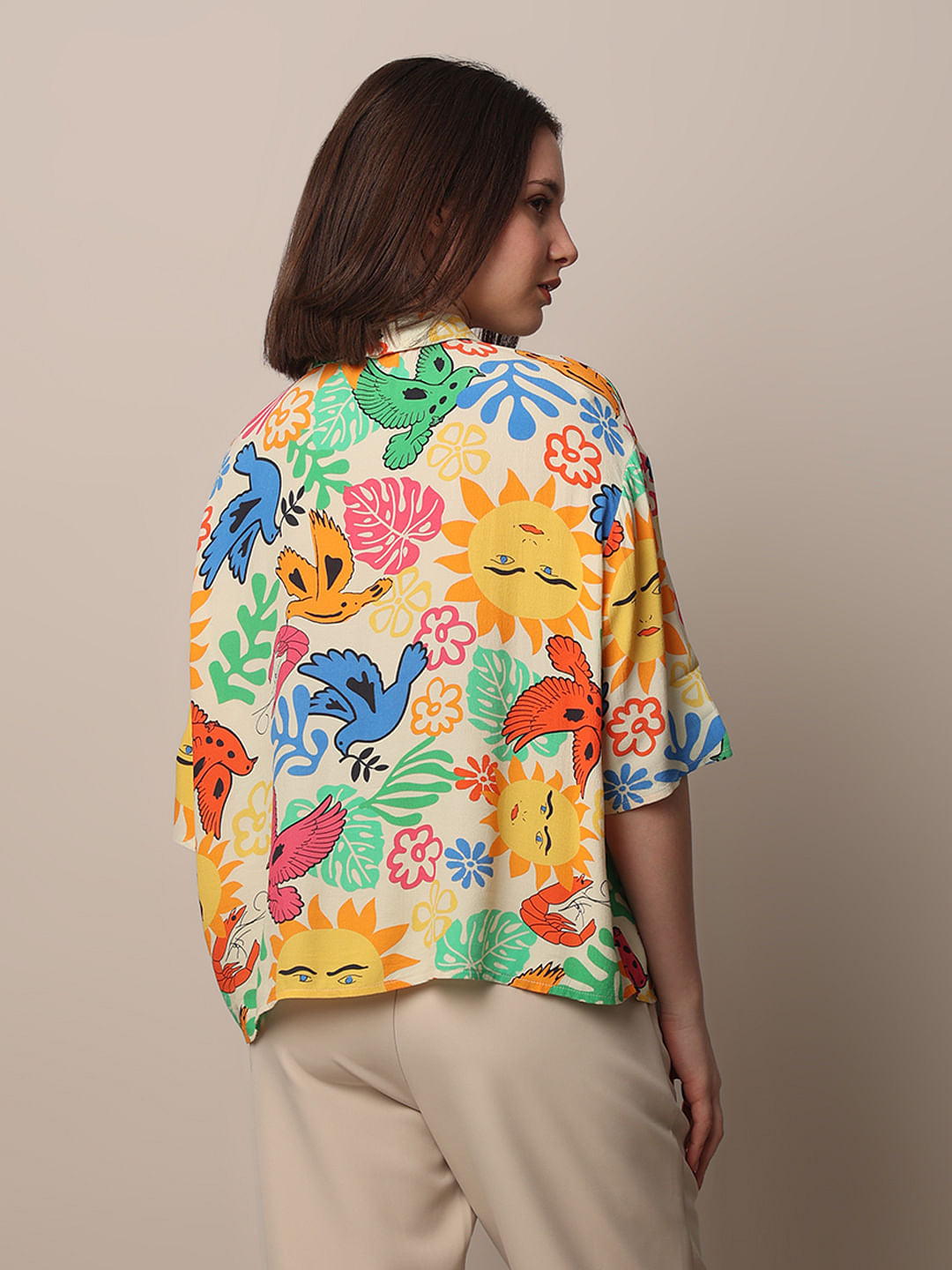 Multi-Colour Printed Viscose Shirt