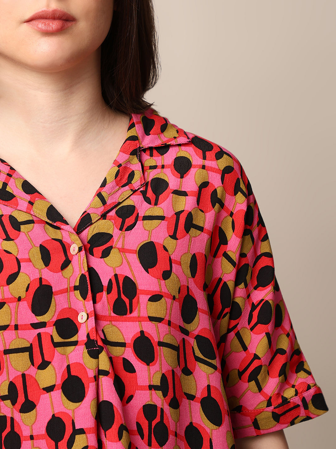 Pink Printed Viscose Shirt