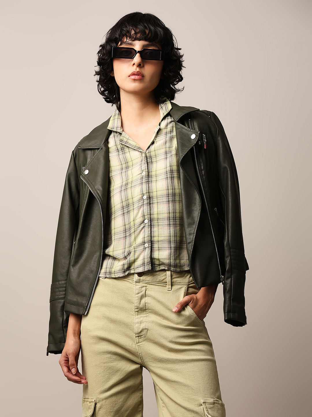 Green Check Cotton Resort Shirt