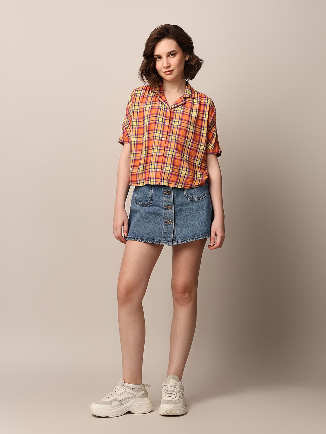 Yellow Check Resort Collar Shirt