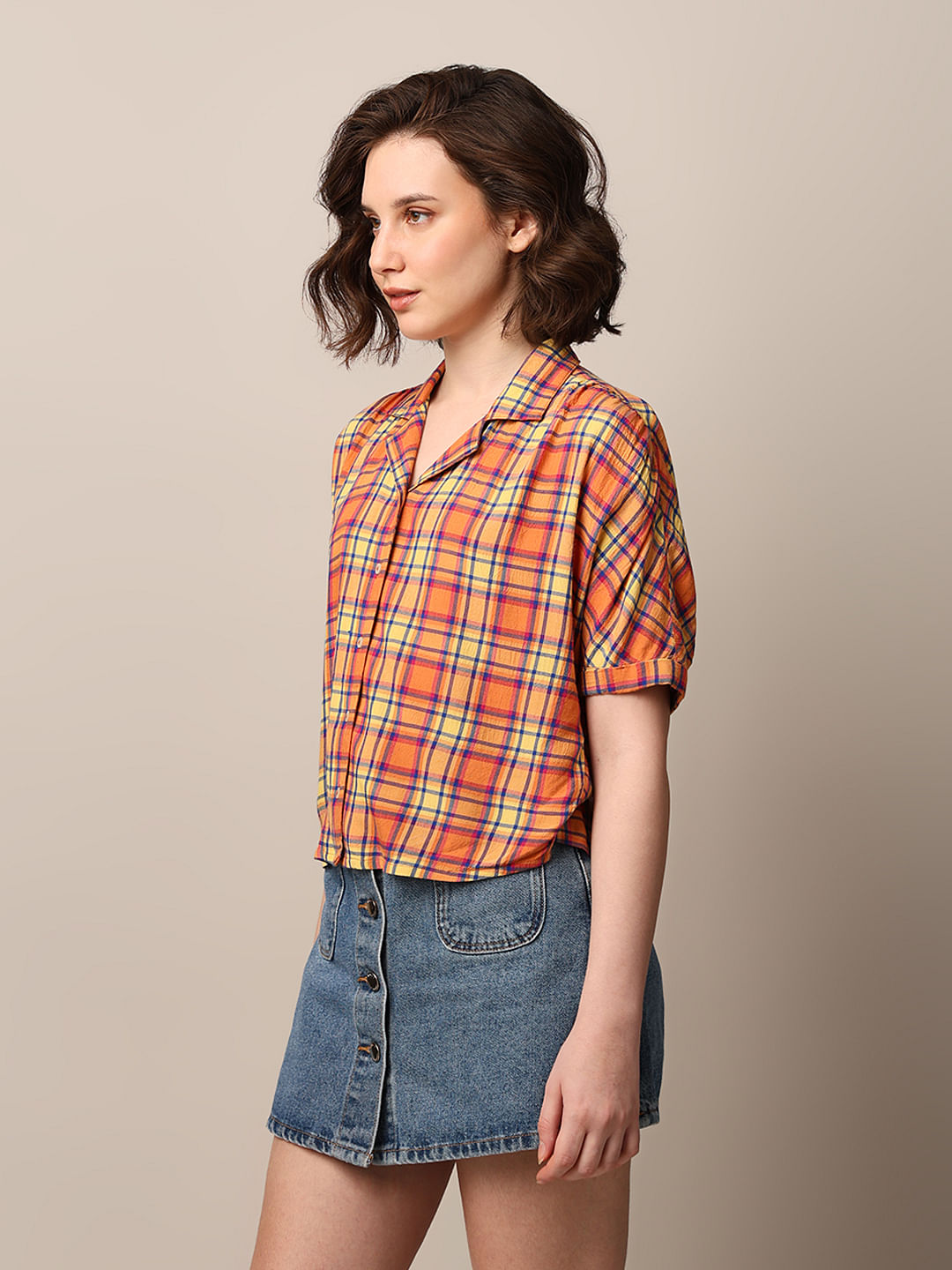 Yellow Check Resort Collar Shirt