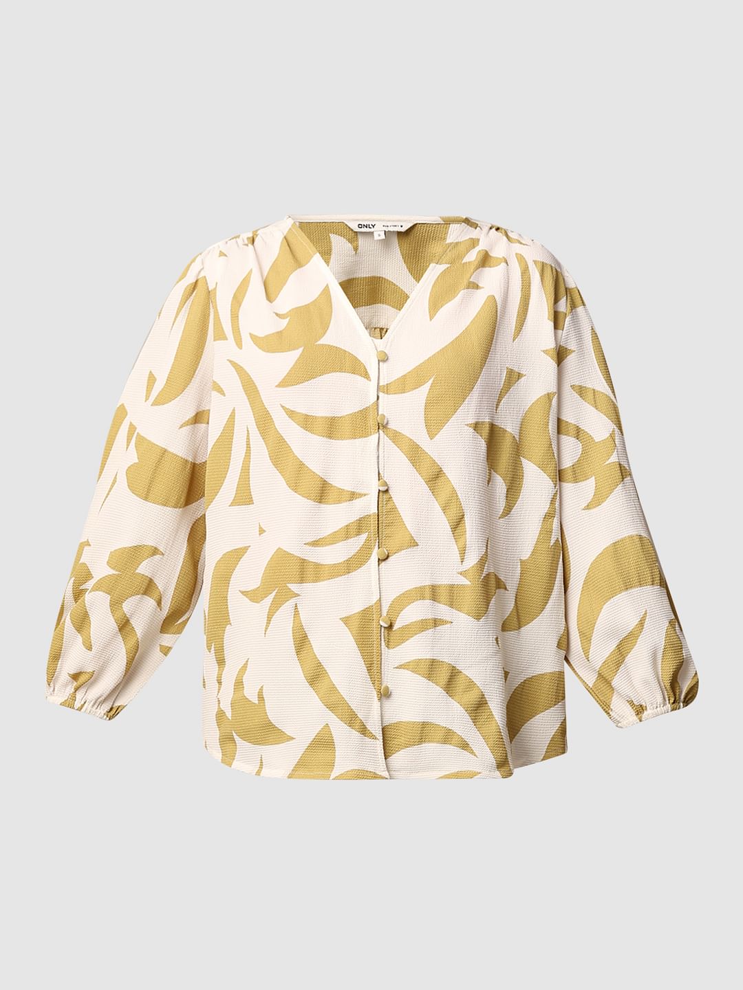 Beige Printed Crepe Top